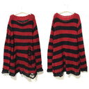 Gothic Striped Sweater: Edgy Punk Style for Women Gothic Striped Sweater: Edgy Punk Style for Women