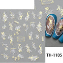 Marble Blue Nail Art Stickers Golden Wave Line Kit Set Marble Blue Nail Art Stickers Golden Wave Line Kit Set