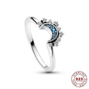 Celestial Crystal Blue Moon & Sun Ring Elegant Style Celestial Crystal Blue Moon & Sun Ring Elegant Style