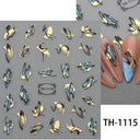 Marble Blue Nail Art Stickers Golden Wave Line Kit Set Marble Blue Nail Art Stickers Golden Wave Line Kit Set