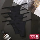 5-Piece Seductive Cotton G-String Panties Set Elegant Intimates 5-Piece Seductive Cotton G-String Panties Set Elegant Intimates