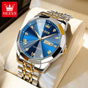 Olevs Men's Rhombus Mirror Watch With Luminous Dial Olevs Men's Rhombus Mirror Watch With Luminous Dial