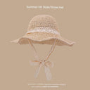 Straw Hat Japanese Style Women's Hand-Woven Summer Lace Straw Hat Japanese Style Women's Hand-Woven Summer Lace
