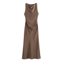 Satin Sleeveless Midi Dress for Women Summer 2026 Evening Party Satin Sleeveless Midi Dress for Women Summer 2026 Evening Party