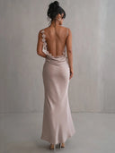 Mozision Floral Draped Backless Maxi Dress For Women Elegant Mozision Floral Draped Backless Maxi Dress For Women Elegant