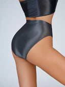 Sexy Women Shiny High Waist G-string Sheer Yoga Thong Sexy Women Shiny High Waist G-string Sheer Yoga Thong