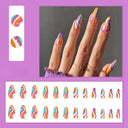 24pcs Box Ballerina Nail Tip Purple Floral False Nails 24pcs Box Ballerina Nail Tip Purple Floral False Nails