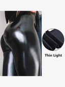 Black Faux Leather Push-Up Leggings for Streetwear Chic Black Faux Leather Push-Up Leggings for Streetwear Chic