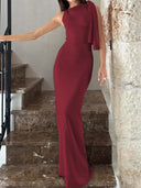 Hugcitar Solid O Neck Sleeveless Patchwork Bodycon Maxi Dresses For Summer Party Hugcitar Solid O Neck Sleeveless Patchwork Bodycon Maxi Dresses For Summer Party