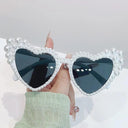 Heart-Shaped Pearl-Set Sunglasses with UV400 Protection Heart-Shaped Pearl-Set Sunglasses with UV400 Protection