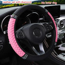 Diamond-Encrusted Leather Steering Wheel Cover for Cars Diamond-Encrusted Leather Steering Wheel Cover for Cars
