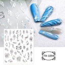 Marble Blue Nail Art Stickers Golden Wave Line Kit Set Marble Blue Nail Art Stickers Golden Wave Line Kit Set