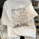 Harajuku Anime Streetwear Tee Trendy Couple Print Women Harajuku Anime Streetwear Tee Trendy Couple Print Women