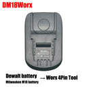DM18Worx Adapter For Makita Bosch Milwaukee Battery Tools DM18Worx Adapter For Makita Bosch Milwaukee Battery Tools