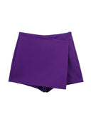 Vintage Asymmetric Skort Retro High Waist Chic Comfortable Vintage Asymmetric Skort Retro High Waist Chic Comfortable