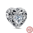 Crown Flowers Heart Silver Bead Charm Pandora Accessory Crown Flowers Heart Silver Bead Charm Pandora Accessory