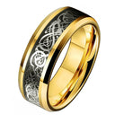 Fashion 8mm Red Beveled Edge Celtic Dragon Ring Men Fashion 8mm Red Beveled Edge Celtic Dragon Ring Men