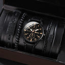 Luxury Mens Leather Watch Set Four Piece For Elegant Style Luxury Mens Leather Watch Set Four Piece For Elegant Style