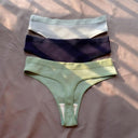 3 Pcs Seamless Ladies Ribbed Cotton Thong Set for Comfort 3 Pcs Seamless Ladies Ribbed Cotton Thong Set for Comfort