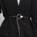 Luxurious Black Coffee Thin Knot Women's Leather Belt Luxurious Black Coffee Thin Knot Women's Leather Belt