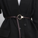 Luxurious Black Coffee Thin Knot Womens Leather Belt Luxurious Black Coffee Thin Knot Womens Leather Belt