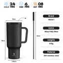 Meoky 40oz Tumbler Handle Straw Stainless Steel Cup Gift Meoky 40oz Tumbler Handle Straw Stainless Steel Cup Gift