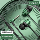 Enhanced Gaming Wired Earphones Premium Green Metal Earbuds Enhanced Gaming Wired Earphones Premium Green Metal Earbuds