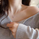 Korean Pink Crystal Angel Wings Heart Pendant Necklace 2022 Korean Pink Crystal Angel Wings Heart Pendant Necklace 2022