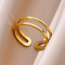 18K Gold Plated Stainless Steel Punk Couple Rings Trendy Band 18K Gold Plated Stainless Steel Punk Couple Rings Trendy Band