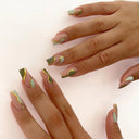 24pcs Light Green Stripe Gradient Fake Nails Full Cover Set 24pcs Light Green Stripe Gradient Fake Nails Full Cover Set