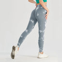Yoga Leggings with Sculpting Tummy Control and Butt Lift Tie Dye Bleach Design Yoga Leggings with Sculpting Tummy Control and Butt Lift Tie Dye Bleach Design