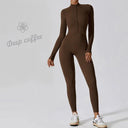 Elegant Nude Zipper Leotard High-Intensity Gym Jumpsuit Elegant Nude Zipper Leotard High-Intensity Gym Jumpsuit