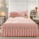 Lace Washed Cotton Bed Skirt Twin Queen Size Bedspread Set Lace Washed Cotton Bed Skirt Twin Queen Size Bedspread Set