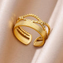 18K Gold Plated Stainless Steel Punk Couple Rings Trendy Band 18K Gold Plated Stainless Steel Punk Couple Rings Trendy Band