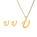 Fashion Stainless Steel Alphabet Initial Necklace Set For Women Fashion Stainless Steel Alphabet Initial Necklace Set For Women