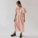 Vintage 100% Cotton Puff Sleeve Maxi Dress For Women Vintage 100% Cotton Puff Sleeve Maxi Dress For Women