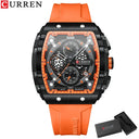 Curren Men's Casual Quartz Watch Rectangular Silicone Straps Curren Men's Casual Quartz Watch Rectangular Silicone Straps
