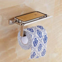 Aluminum Toilet Paper Holder: Stylish Organizer with Shelf Aluminum Toilet Paper Holder: Stylish Organizer with Shelf