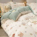 Cute Bear Pink Flower Bedding Set Soft Washed Cotton Quilt Cover Cute Bear Pink Flower Bedding Set Soft Washed Cotton Quilt Cover