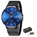 LIGE Men's Ultra Thin Fashion Watch Stylish Quartz Elegance LIGE Men's Ultra Thin Fashion Watch Stylish Quartz Elegance