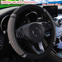 Diamond-Encrusted Leather Steering Wheel Cover for Cars Diamond-Encrusted Leather Steering Wheel Cover for Cars