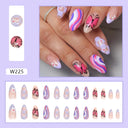 24pcs Box Ballerina Nail Tip Purple Floral False Nails 24pcs Box Ballerina Nail Tip Purple Floral False Nails