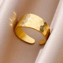 18K Gold Plated Stainless Steel Punk Couple Rings Trendy Band 18K Gold Plated Stainless Steel Punk Couple Rings Trendy Band