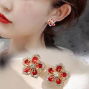 Vintage Red Maple Leaf Crystal Earrings for Timeless Elegance Vintage Red Maple Leaf Crystal Earrings for Timeless Elegance