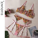 Floral Lace Lingerie Set Elegant Intimate Wear for Women Floral Lace Lingerie Set Elegant Intimate Wear for Women