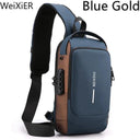 Anti Theft Chest Bag Stylish Waterproof Crossbody USB Port Anti Theft Chest Bag Stylish Waterproof Crossbody USB Port