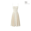 Ruched French Retro Square Collar Steel Ring Suspender Skirt Ruched French Retro Square Collar Steel Ring Suspender Skirt