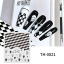 Marble Blue Nail Art Stickers Golden Wave Line Kit Set Marble Blue Nail Art Stickers Golden Wave Line Kit Set