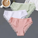 Patchwork Lace Cotton Panties Set Elegant Low Rise Lingerie Patchwork Lace Cotton Panties Set Elegant Low Rise Lingerie