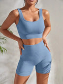 Yoga Set for Women Fitness Seamless Ribbed 2-Piece Yoga Set for Women Fitness Seamless Ribbed 2-Piece